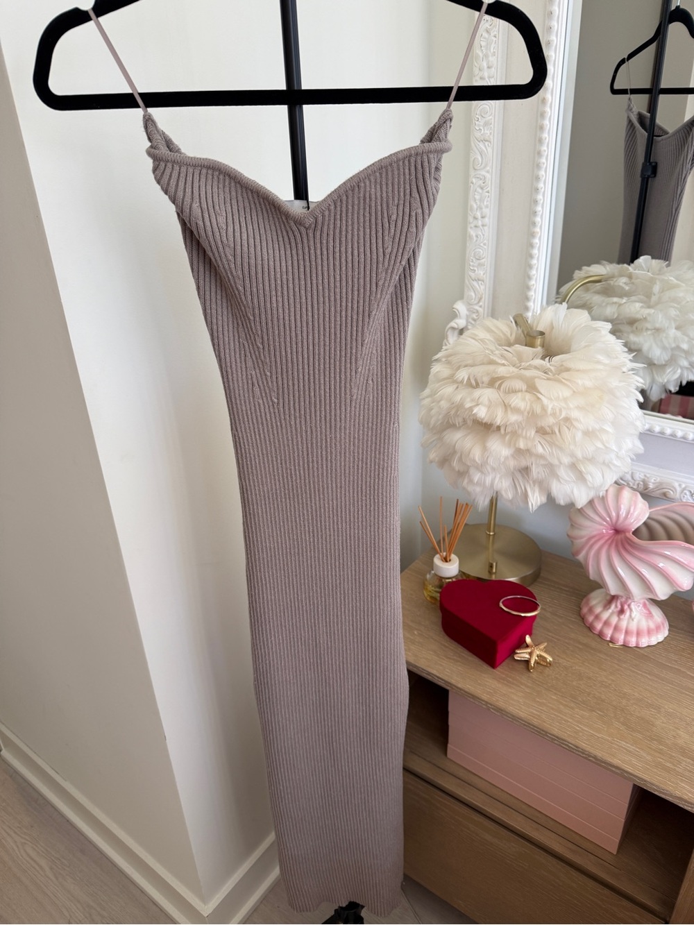 Zara Knit Bodycon Midi Dress in Taupe - Picture 5 of 11